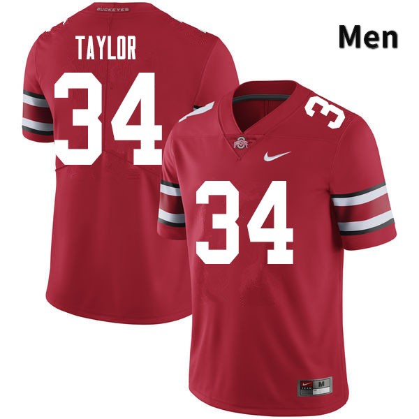 Ohio State Buckeyes Alec Taylor Men's #34 Red Authentic Stitched College Football Jersey